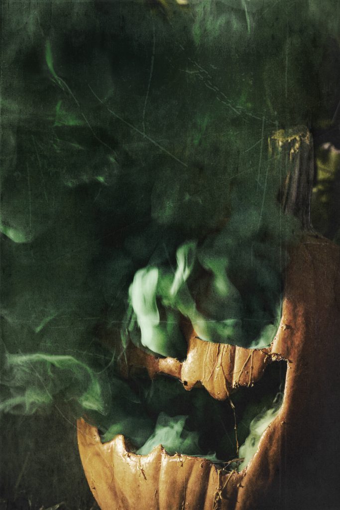 jackolantern with green smoke